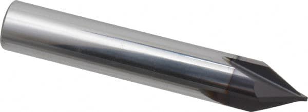 Niagara Cutter - 1/2" Diam 4 Flute Single End Solid Carbide Chamfer Mill - Exact Tooling