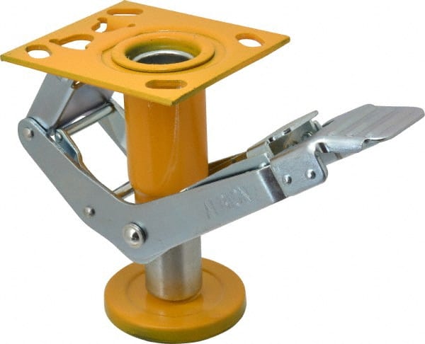 Albion - 7-1/2" Mounting Height, Position Floor Lock for 6" Diam Caster Wheels - 1-1/2" Retracted Clearance - Exact Tooling