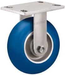 Albion - 6" Diam x 2" Wide x 7-1/4" OAH Top Plate Mount Rigid Caster - Neoprene, 700 Lb Capacity, Precision Sealed Bearing, 4 x 4-1/2" Plate - Exact Tooling