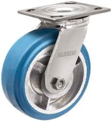 Albion - 6" Diam x 2" Wide x 7-1/4" OAH Top Plate Mount Swivel Caster - Neoprene, 700 Lb Capacity, Roller Bearing, 4 x 4-1/2" Plate - Exact Tooling