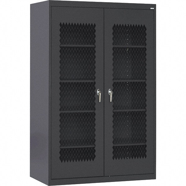 Sandusky Lee - 5 Shelf Visible Storage Cabinet - Steel, 36" Wide x 24" Deep x 72" High, Black - Exact Tooling