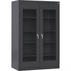 Sandusky Lee - 5 Shelf Visible Storage Cabinet - Steel, 36" Wide x 24" Deep x 72" High, Black - Exact Tooling
