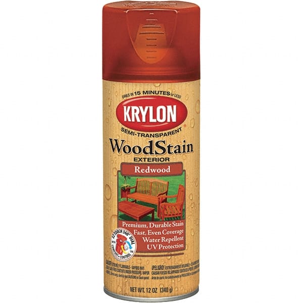 Krylon - 0.5 Qt Aerosol Can Redwood Wood Stain - Oil-Based, Semi-Transparent - Exact Tooling