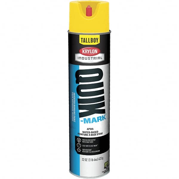 Krylon - 25 fl oz Yellow Marking Paint - 35 to 71 Sq Ft Coverage, Water-Based Formula - Exact Tooling