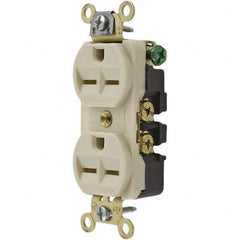 Hubbell Wiring Device-Kellems - 250 VAC 15A NEMA 6-15R Industrial Grade Ivory Straight Blade Duplex Receptacle - Exact Tooling