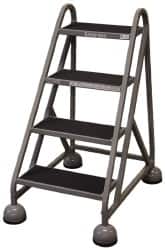 Cotterman - 42" 4 Step MasterStep Rolling Office Ladder - Assembled, 450 Lb Capacity, 36" Platform Height, 26" Base Width x 39" Base Depth, Rubber Matted - Exact Tooling