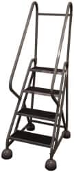 Cotterman - 42" 4 Step MasterStep Rolling Office Ladder - Assembled, 450 Lb Capacity, 36" Platform Height, 26" Base Width x 39" Base Depth, Rubber Matted - Exact Tooling