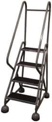 Cotterman - 42" 4 Step MasterStep Rolling Office Ladder - Assembled, 450 Lb Capacity, 36" Platform Height, 26" Base Width x 39" Base Depth, Rubber Matted - Exact Tooling