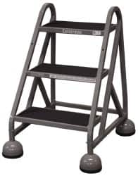 Cotterman - 33" 3 Step MasterStep Rolling Office Ladder - Assembled, 450 Lb Capacity, 27" Platform Height, 25" Base Width x 34" Base Depth, Rubber Matted - Exact Tooling