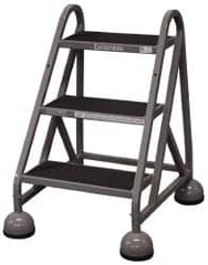 Cotterman - 33" 3 Step MasterStep Rolling Office Ladder - Assembled, 450 Lb Capacity, 27" Platform Height, 25" Base Width x 34" Base Depth, Rubber Matted - Exact Tooling