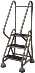 Cotterman - 33" 3 Step MasterStep Rolling Office Ladder - Assembled, 450 Lb Capacity, 27" Platform Height, 25" Base Width x 34" Base Depth, Rubber Matted - Exact Tooling