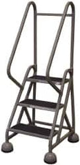 Cotterman - 33" 3 Step MasterStep Rolling Office Ladder - Assembled, 450 Lb Capacity, 27" Platform Height, 25" Base Width x 34" Base Depth, Rubber Matted - Exact Tooling