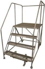 Cotterman - 70" 4 Step Rolling Work Platform - Assembled, 800 Lb Capacity, 40" Platform Height, 40" Base Width x 62" Base Depth, Serrated Steel - Exact Tooling