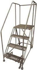 Cotterman - 70" 4 Step Rolling Work Platform - Assembled, 800 Lb Capacity, 40" Platform Height, 28" Base Width x 50" Base Depth, Serrated Steel - Exact Tooling