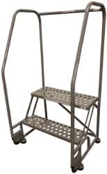 Cotterman - 50" 2 Step TiltNRoll Rolling Ladder - Assembled, 450 Lb Capacity, 20" Platform Height, 28" Base Width x 24" Base Depth, Perforated Tread - Exact Tooling