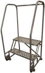 Cotterman - 50" 2 Step TiltNRoll Rolling Ladder - Assembled, 450 Lb Capacity, 20" Platform Height, 28" Base Width x 24" Base Depth, Perforated Tread - Exact Tooling