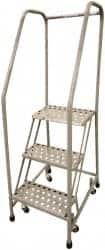 Cotterman - 60" 3 Step Rolling Warehouse Ladder - Assembled, 450 Lb Capacity, 30" Platform Height, 20" Base Width x 26" Base Depth, Perforated Tread - Exact Tooling