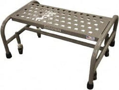 Cotterman - 12" 1 Step Rolling Warehouse Ladder - Assembled, 450 Lb Capacity, 12" Platform Height, 26" Base Width x 19" Base Depth, Perforated Tread - Exact Tooling