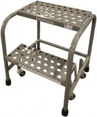 Cotterman - 20" 2 Step Rolling Warehouse Ladder - Assembled, 450 Lb Capacity, 20" Platform Height, 18" Base Width x 19" Base Depth, Perforated Tread - Exact Tooling