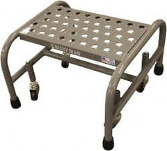 Cotterman - 12" 1 Step Rolling Warehouse Ladder - Assembled, 450 Lb Capacity, 12" Platform Height, 18" Base Width x 19" Base Depth, Perforated Tread - Exact Tooling
