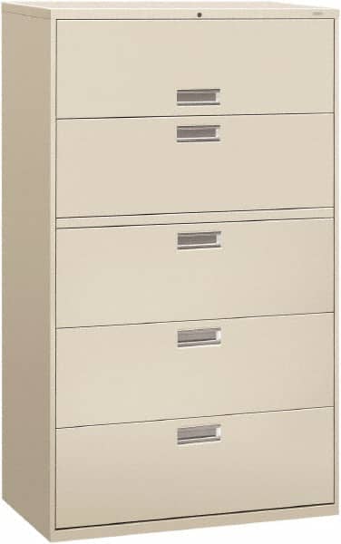 Hon - 42" Wide x 67" High x 19-1/4" Deep, 5 Drawer Roll-Out, Roll-Out Posting - Steel, Light Gray - Exact Tooling
