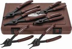 Paramount - 6 Piece, 3/8 to 1-3/4" Bore, 1/8 to 1-7/16" Shaft, Internal/External Retaining Ring Pliers Set - 0.038 to 0.07" Tip Diam Range - Exact Tooling