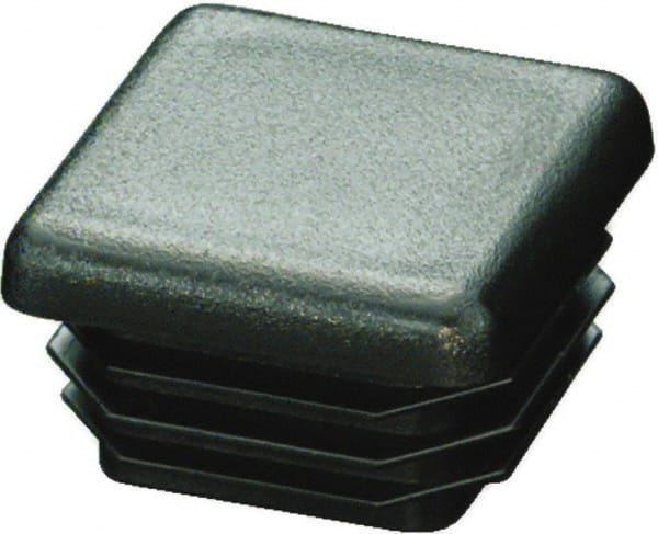 Caplugs - Square Finishing Plug for 16 to 18 Gauge Panels, for 1/2" Tube Diam - 0.44" Deep, Low-Density Polyethylene, Black - Exact Tooling