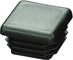 Caplugs - Square Finishing Plug for 16 to 18 Gauge Panels, for 1/2" Tube Diam - 0.44" Deep, Low-Density Polyethylene, Black - Exact Tooling