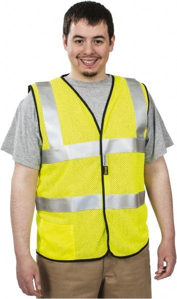 OccuNomix - Size 3XL Flame Resistant/Retardant Yellow Solid General Purpose Vest - 52 to 54" Chest, ANSI 107-2015, ASTM F1506, ATPV=5.1 cal/Sq cm, NFPA 70E/HRC=1, Hook & Loop Closure, 1 Pocket, Modacrylic/Aramid Blend - Exact Tooling
