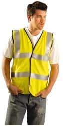 OccuNomix - Size XL Flame Resistant/Retardant Yellow Solid General Purpose Vest - 44 to 46" Chest, ANSI 107-2015, ASTM F1506, ATPV=5.1 cal/Sq cm, NFPA 70E/HRC=1, Hook & Loop Closure, 1 Pocket, Modacrylic/Aramid Blend - Exact Tooling