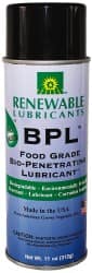 Renewable Lubricants - 11 oz Aerosol Thin Oily Film Penetrant/Lubricant - 0°F to 280°F, Food Grade - Exact Tooling