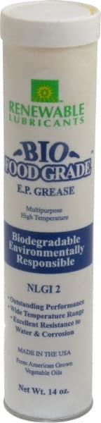 Renewable Lubricants - 14 oz Cartridge Biobased Extreme Pressure Grease - White, Extreme Pressure, Food Grade & High Temperature, 590°F Max Temp, NLGIG 2, - Exact Tooling