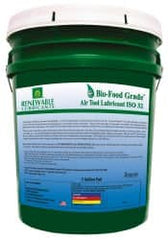 Renewable Lubricants - 5 Gal Pail, ISO 32, Air Tool Oil - -20°F to 230°, 29.33 Viscosity (cSt) at 40°C, 7.34 Viscosity (cSt) at 100°C, Series Bio-Food Grade - Exact Tooling