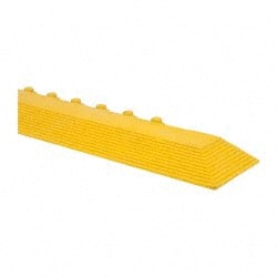 Wearwell - 39" Long x 3" Wide x 5/8" Thick, Anti-Fatigue Modular Matting Ramp Edge - Male, Yellow, For Dry & Wet Areas, Series 572 - Exact Tooling