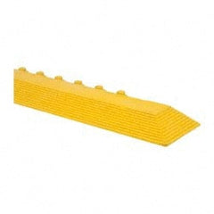 Wearwell - 39" Long x 3" Wide x 5/8" Thick, Anti-Fatigue Modular Matting Ramp Edge - Male, Yellow, For Dry & Wet Areas, Series 572 - Exact Tooling
