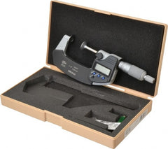 Mitutoyo - 1 to 2 Inch, Ratchet Stop Thimble, IP65 Water Resistance, Electronic Disc Micrometer - 0.0002 Inch Accuracy, 20mm Disc, 0.00005 Inch Resolution - Exact Tooling