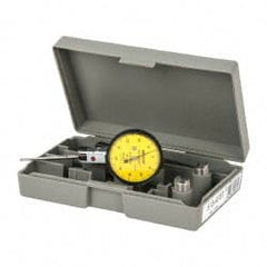 Mitutoyo - 1 mm Range, 0.01 mm Dial Graduation, Horizontal Dial Test Indicator - 1.5748 Inch Yellow Dial, 0-50-0 Dial Reading, Accurate to 0.01 Inch - Exact Tooling