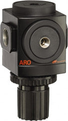 ARO/Ingersoll-Rand - 1/2 NPT Port, 210 CFM, Aluminum Standard Regulator - 0 to 140 psi Range, 250 Max psi Supply Pressure, 1/8" Gauge Port Thread, 3.15" Wide x 5.472" High - Exact Tooling