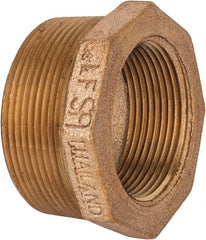 Merit Brass - Class 125, 2 x 1-1/2" Internal Pipe, Lead Free Brass Hex Bushing - MNPT x FNPT - Exact Tooling