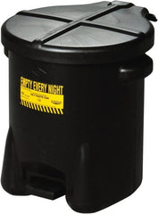 Eagle - 14 Gallon Capacity, HDPE Waste Can with Foot Lever - 18 Inch Long x 22 Inch Wide/Diameter x 21 Inch High, Black, Foot or Hand Operated, Approved FM and OSHA - Exact Tooling