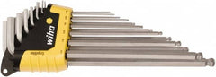 Wiha - 13 Piece L-Key Ball End Hex Key Set - Hex Range 0.05 to 3/8" - Exact Tooling