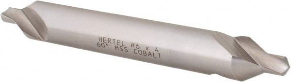 Hertel - #6 Plain Cut 60° Incl Angle Cobalt Combo Drill & Countersink - Exact Tooling