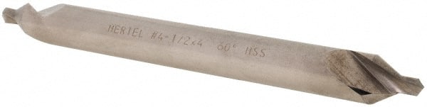 Hertel - #4-1/2 Plain Cut 60° Incl Angle High Speed Steel Combo Drill & Countersink - Exact Tooling