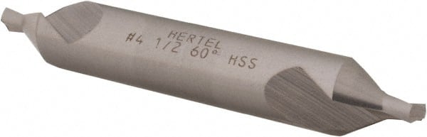 Hertel - #4-1/2 Plain Cut 60° Incl Angle High Speed Steel Combo Drill & Countersink - Exact Tooling