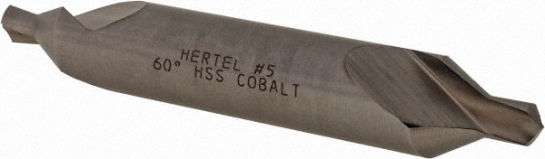 Hertel - #5 Plain Cut 60° Incl Angle Cobalt Combo Drill & Countersink - Exact Tooling