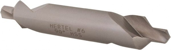 Hertel - #6 Plain Cut 90° Incl Angle High Speed Steel Combo Drill & Countersink - Exact Tooling