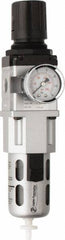 PRO-SOURCE - 3/8" NPT Port Intermediate 1 Piece Filter/Regulator FRL Unit - Polycarbonate Bowl, 77 SCFM, 145 Max psi, 8.66" High, Automatic Drain - Exact Tooling