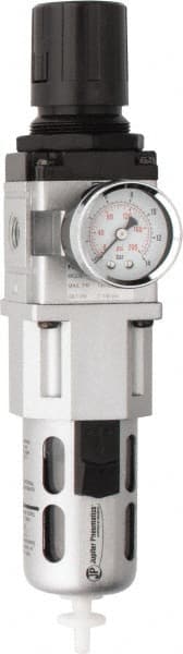 PRO-SOURCE - 1/4" NPT Port Intermediate 1 Piece Filter/Regulator FRL Unit - Polycarbonate Bowl, 63 SCFM, 145 Max psi, 8.66" High, Automatic Drain - Exact Tooling