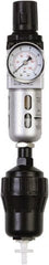 PRO-SOURCE - 1/8" NPT Port Miniature 1 Piece Filter/Regulator FRL Unit - Polycarbonate Bowl, 14 SCFM, 145 Max psi, 6.69" High, Automatic Drain - Exact Tooling