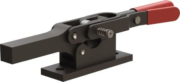De-Sta-Co - 1,299 Lb Holding Capacity, Horizontal Handle, Manual Hold Down Toggle Clamp - 69° Handle Movement, 90° Bar Opening, Solid Bar, Flanged Base, Oxide Finish, Forged Alloy Steel - Exact Tooling